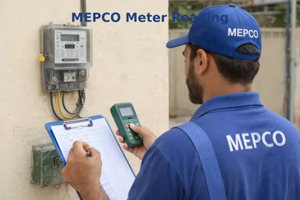 Electricity meter reading example for comparing units with a MEPCO bill